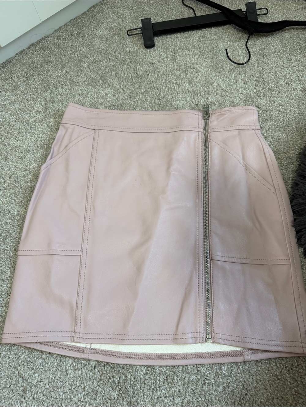 Women's Express Pink Faux Leather Zip Front Mini Skirt